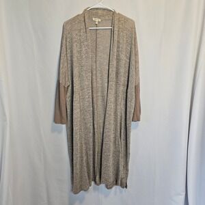 Silence + Noise UO Duster Cardigan Small Knit Open Front Long Sleeve Tan Beige‎